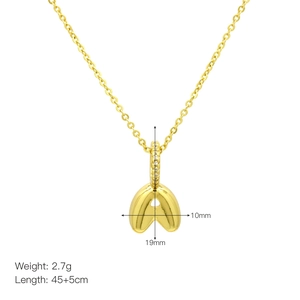 Detailed view of the 19mm gold letter A pendant showing exact 45+5cm chain dimensions