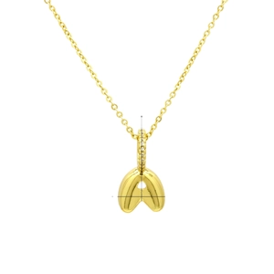 Golden balloon style letter A pendant necklace with sparkling zircon inlaid bail detail