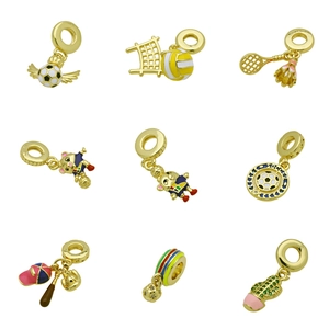Copper Enamel Sports Theme Charm Pendant For DIY Jewelry Football Volleyball Badminton Baseball Style Women Accessory
