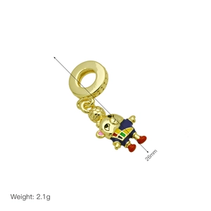 Detail view of a 26mm golden sports charm pendant with colorful enamel and 2.1g weight info