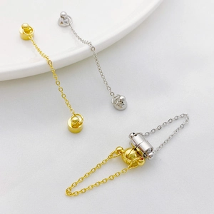 14K gold filled round magnetic clasp with safety chain for bracelets and necklaces