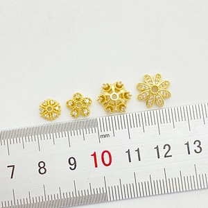 14K vergoldete Blumen-Perlenkappen mit Zirkon für DIY Schmuckherstellung, 5-12mm