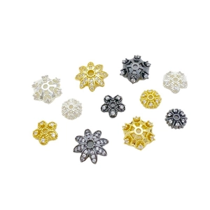 Zirkon-Blumenperlenkappen in Gold, Silber und Schwarz für DIY Schmuckherstellung Zubehör