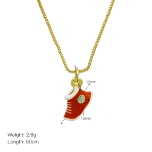 Cute red and white sneaker pendant necklace in gold finish for boys and girls