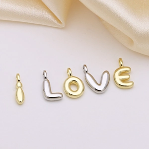 3D balloon initial pendant necklaces in gold and silver finish with polished surface
