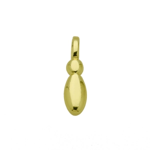 Detailed close-up of a polished gold bubble initial pendant showing a smooth metallic surface