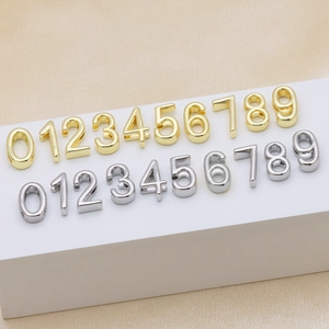 DIY gold and silver metal 0-9 number beads with side holes for personalized bracelets