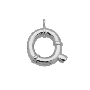 Close-up of a high-polished silver round spring ring clasp for jewelry necklace designs