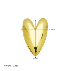 Ciondolo a cuore dorato lucido misura 14mm per 9mm per creazione gioielli fai da te