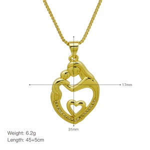 Detail view of MAMA heart pendant necklace with size dimensions and weight info