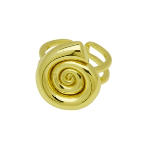 Gros plan sur la bague spirale dorée de style marin avec un anneau ouvert ajustable