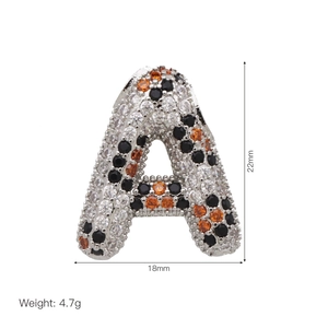 Balloon letter A pendant necklace with python pattern zircon pave for a stylish look