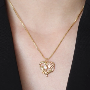 Elegant 18k gold plated MAMA heart pendant necklace with zircons for Mother's Day gift