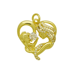 Elegant 18k gold plated mama necklace with heart-shaped mother and child pendant