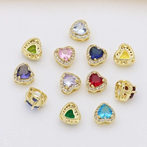 Pendenti a cuore in oro 18 carati con zirconi colorati per creazione di gioielli