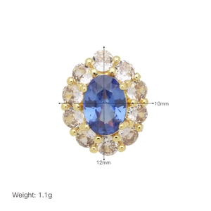Pendente vintage 18k con gemma blu ovale e halo di zirconi, misura 10mm x 12mm