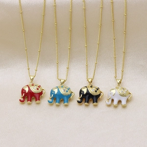 Kleurrijke olifant hanger ketting in 18k goud verguld met emaille en kristallen