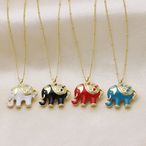 Exotische 18k goud vergulde olifant hanger ketting set met kleurrijk emaille en kristallen