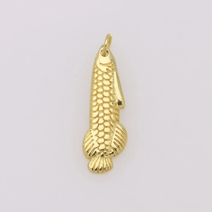 Detail of 18K gold-plated koi fish pendant showing intricate scales and metallic luster