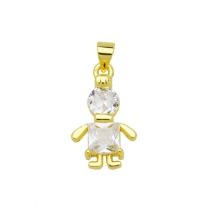 Detail eines 18K Gold Anhängers mit funkelndem quadratischem und rundem Zirkonia-Stein