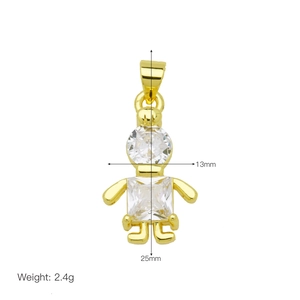 Detailansicht 18K Gold Jungen-Anhänger mit Zirkonia, Größe 25mm x 13mm Maße