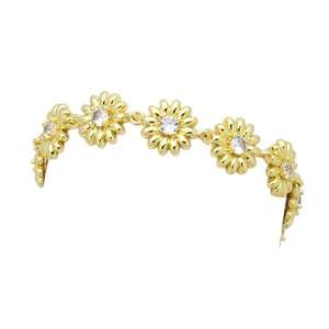 Elegant gold-plated daisy flower bracelet featuring sparkling clear zircon center stones