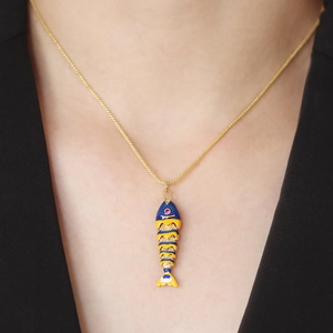 Collier Pendentif Carpe Koi à Articulations Mobiles Vintage Émail Cuivre Plaqué Or Bijoux Animaux Pour Femmes Hommes