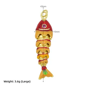 Articulated koi fish pendant with colorful scales and dimensions 43mm by 10mm