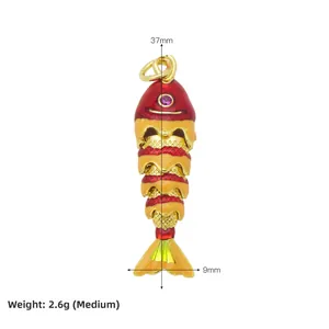 Detail view of medium koi fish pendant with size dimensions 37mm by 9mm and 2.6g weight