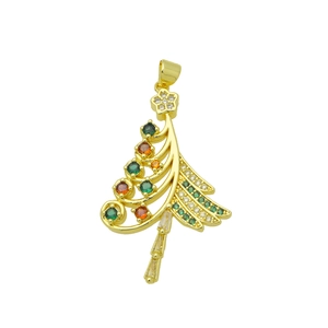 Dettaglio del ciondolo a forma di albero di Natale placcato oro 18K con zirconi colorati