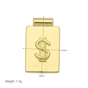 Pendentif rectangulaire signe dollar plaqué or 18K de 12x19mm pour colliers