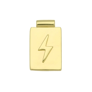 Pendentif rectangulaire plaqué or 18 carats poli avec un symbole d'éclair classique