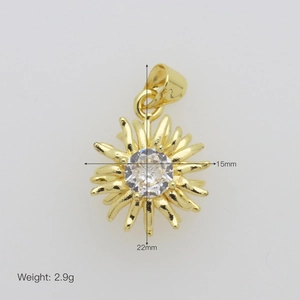 Dimensions détaillées du pendentif tournesol plaqué or avec pierres de zircon
