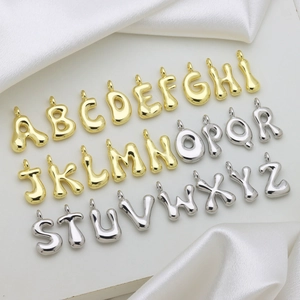 Hiphop Blasenbuchstabe Anhänger Ohne Kette 3D Alphabet Charm Für Damen DIY Schmuckherstellung Gold Silber Plattiert Kupfer Initialen Anhänger