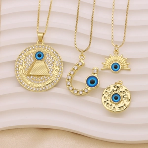 Pendentifs œil maléfique plaqués or 18 carats avec oxydes de zirconium pour bijoux