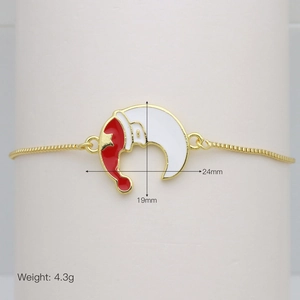Detail showing the adjustable gold chain and moon pendant size dimensions for this gift