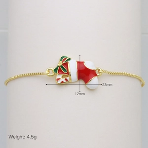 Detailed size view of Christmas stocking charm with dimensions 23mm by 12mm