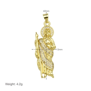 Detailed size view of the St. Jude pendant measuring 42mm in height and 13mm in width
