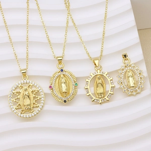 Colgante Solo De Cobre Chapado En Oro De 18K Nuestra Señora De Guadalupe Para Mujer Circonia Joyería De Moda Religiosa