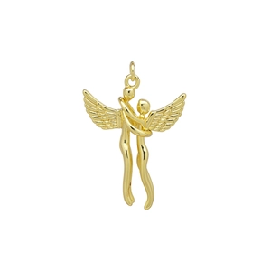 Pendentif ange en or poli avec détails d'ailes et brillance métallique éclatante