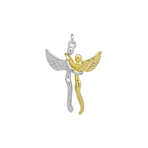 Détail du pendentif ange bicolore en argent poli et or pour colliers de bijoux