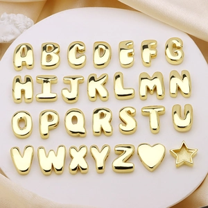 Minimalist Copper Alphabet Pendant 26 Initial Letters Balloon Style Heart Star Shape DIY Jewelry Charms For Necklace Bracelet Making Women Accessory