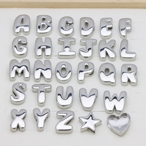 Polished silver A-Z alphabet beads and charms set for DIY jewelry bracelets