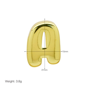 Balloon style letter A pendant in polished gold finish for DIY woven rope bracelets