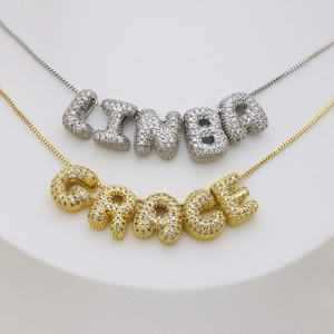 Custom hip hop style name necklaces with iced-out zircon letters LINDA and GRACE