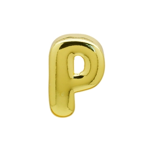 Polished gold metal charm in the shape of letter P for handmade DIY braided rope jewelry