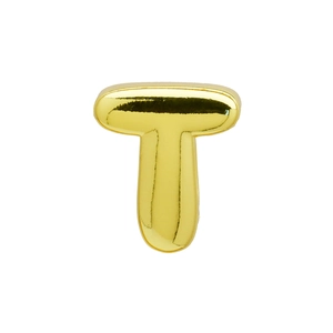 Polished gold 3D puffy letter T pendant with a high-shine reflective mirror finish
