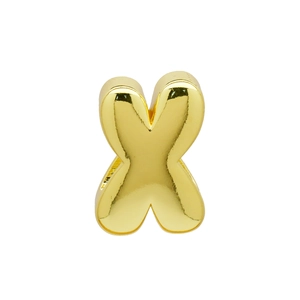 Polished gold letter X pendant bead for DIY jewelry making and charm bracelets