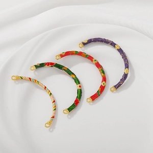 Set aus vier 18K vergoldeten Emaille-Blumen-Biegeröhrchen für DIY-Armbandherstellung