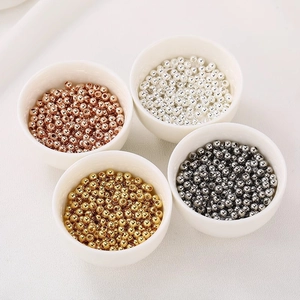 Alloy Round Loose Beads For Jewelry Making Projects Plated Gold Silver Rose Gold Shiny Metallic Beads For DIY Craft Handicrafts